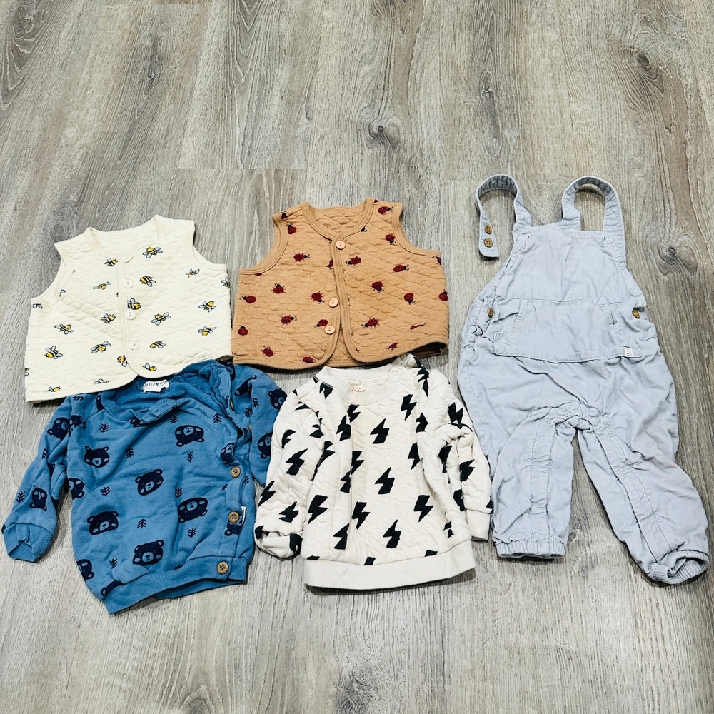 Baby Toddler 5pc Clothing Lot 18M Little Planet Cat & Jack Quilted Vests Overall